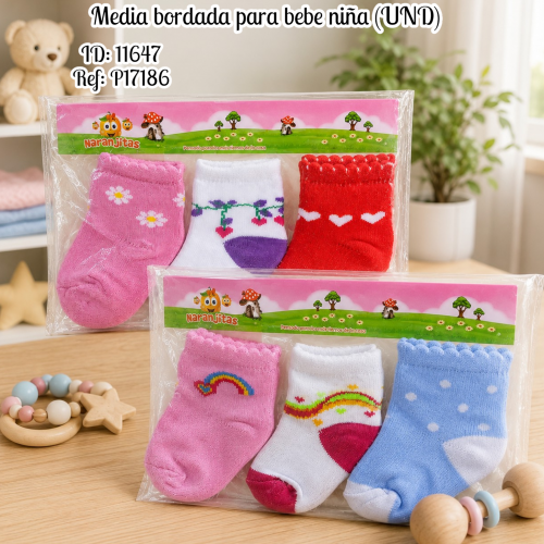Media bordada para bebe niña (UND)
