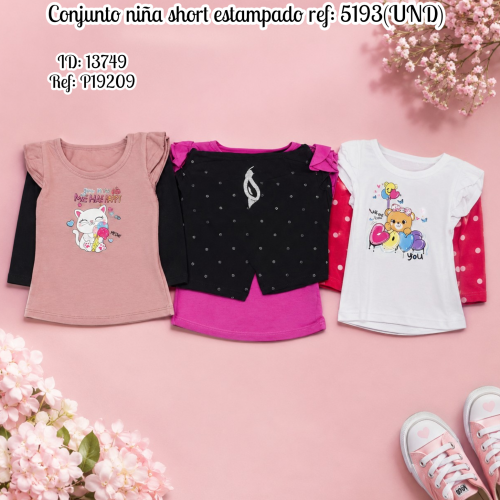 Conjunto niña short  estampado ref: 5193(UND)