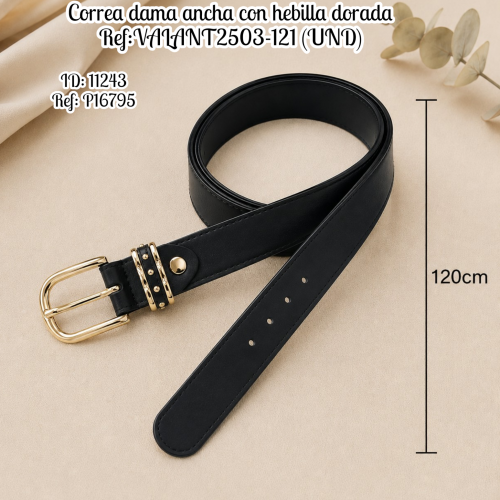 Correa dama ancha con hebilla dorada Ref:VALANT2503-121 (UND)