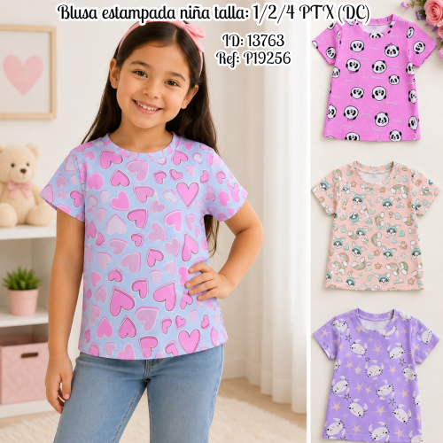 Blusa estampada niña talla: 1/2/4 PTX (DC)