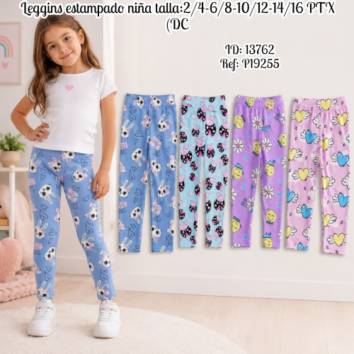 Leggins estampado niña talla:2/4-6/8-10/12-14/16 PTX (DC)