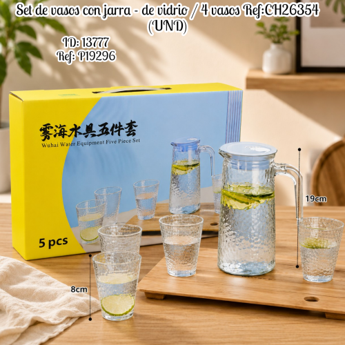 Set de vasos con jarra - de vidrio / 4 vasos Ref:CH26354 (UND)