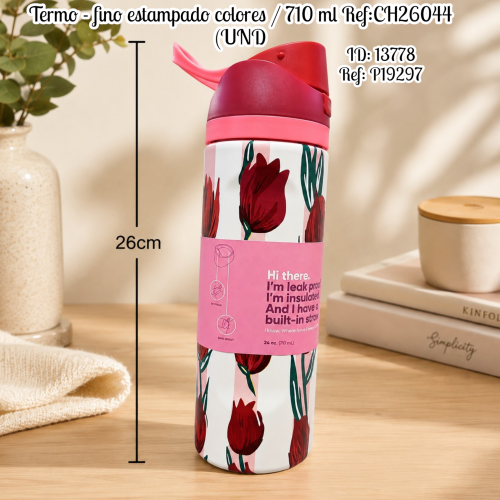 Termo - fino estampado colores / 710 ml Ref:CH26044 (UND)