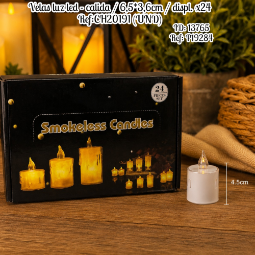 Velas luz led - calida / 6,5*3,6cm / displ. x24 Ref:CH20191 (UND)