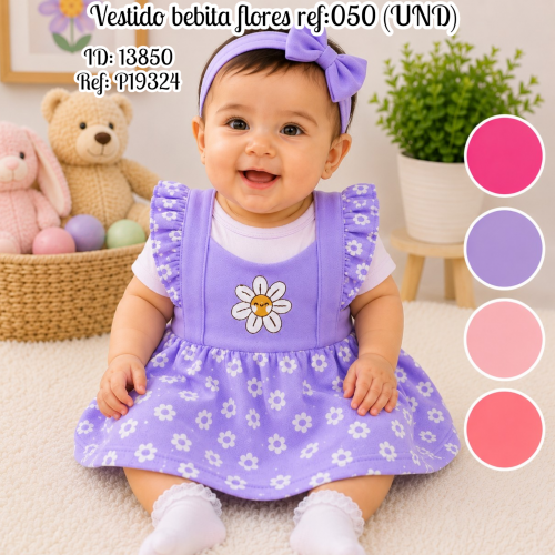 Vestido bebita flores ref:050 (UND)