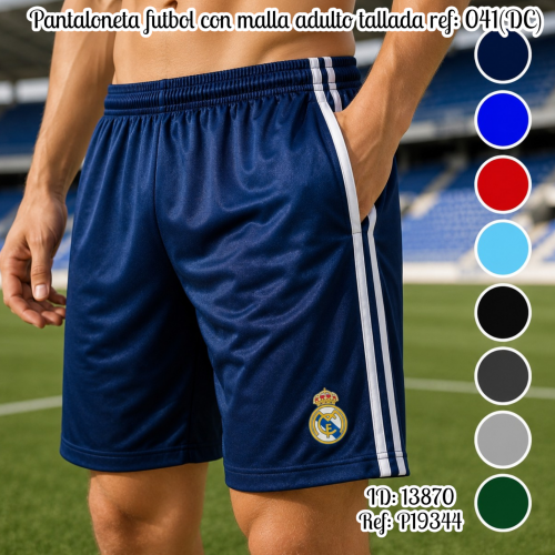 Pantaloneta futbol con malla adulto tallada ref: 041(DC)
