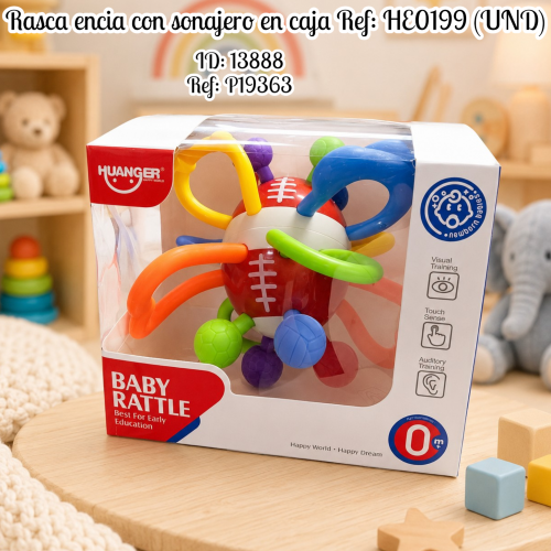 Rasca encia con sonajero en caja Ref: HE0199 (UND)