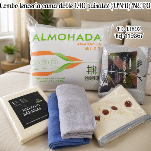 Combo lenceria cama doble 1.40 paisatex (UND) NETO