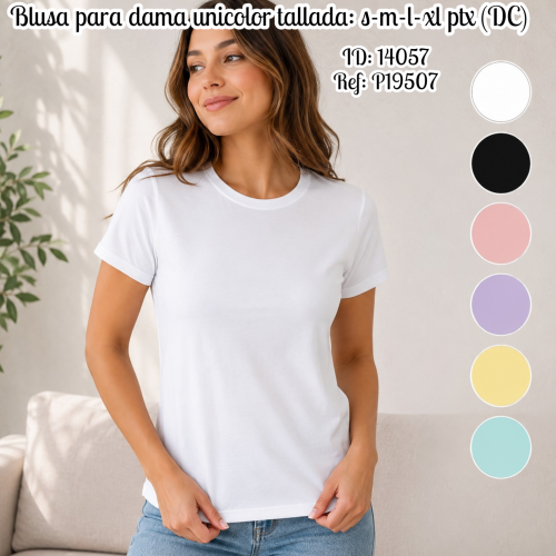 Blusa para dama unicolor tallada: s-m-l-xl ptx (DC)