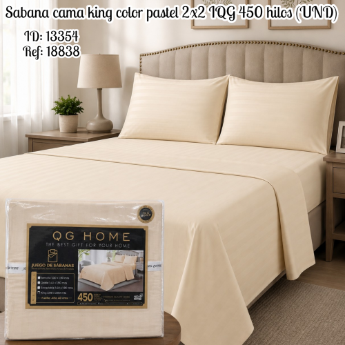 Sabana cama king color pastel 2x2 IQG 450 hilos al por mayor