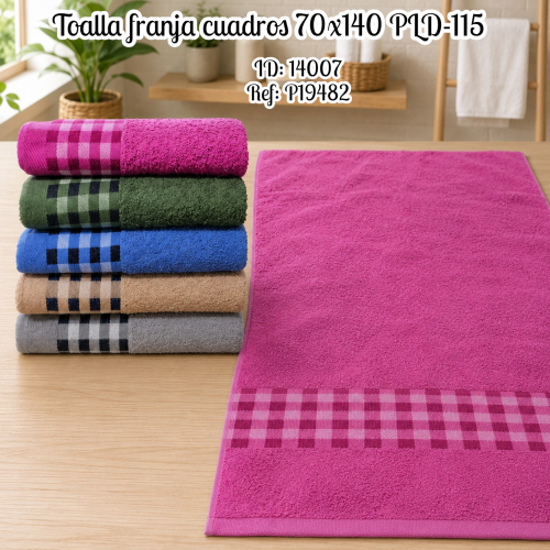 Toalla franja cuadros 70x140 PLD-115(UND)