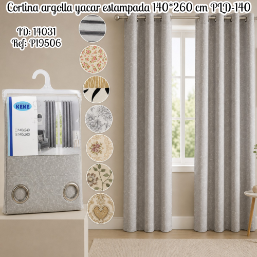 Cortina argolla yacar estampada 140*260 cm PLD-140(UND)