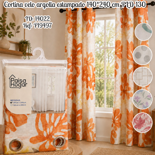 Cortina velo argolla estampado 140*240 cm PLD-130(UND)