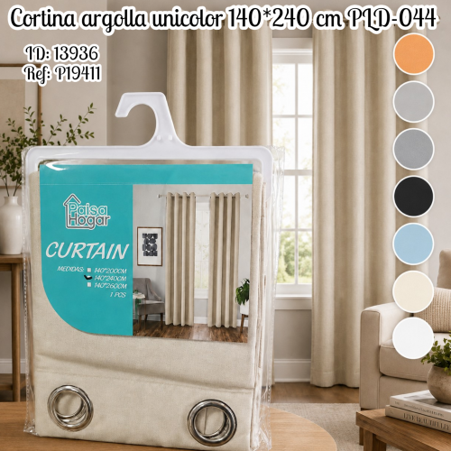 Cortina argolla unicolor 140*240 cm PLD-044(UND)