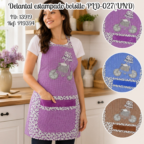 Delantal estampado bolsillo PLD-027(UND)