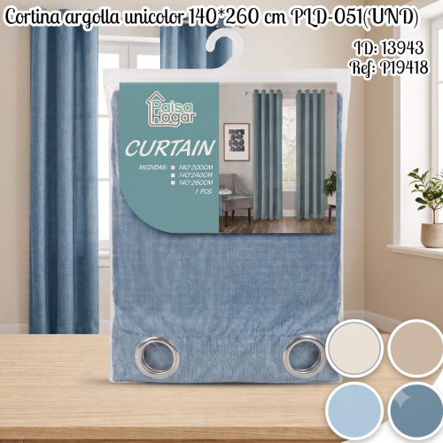 Cortina argolla unicolor 140*260 cm PLD-051(UND)