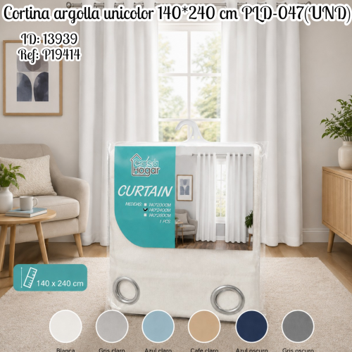 Cortina argolla unicolor 140*240 cm PLD-047(UND)