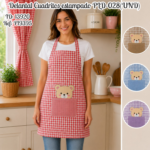 Delantal Cuadritos estampado PLD-028(UND)