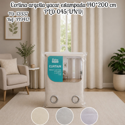 Cortina argolla yacar estampada 140*200 cm PLD-045(UND)