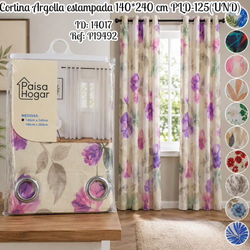 Cortina Argolla estampada 140*240 cm PLD-125(UND)