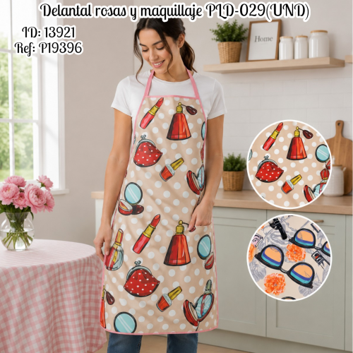 Delantal rosas y maquillaje PLD-029(UND)