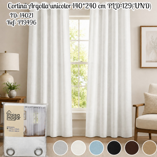 Cortina Argolla unicolor 140*240 cm PLD-129(UND)