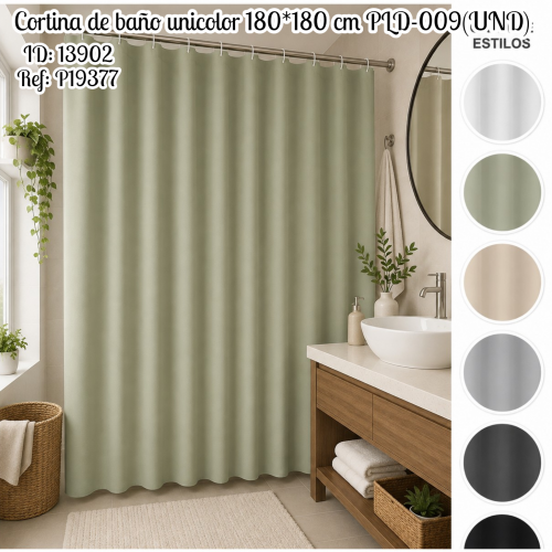 Cortina de baño unicolor 180*180 cm PLD-009(UND)