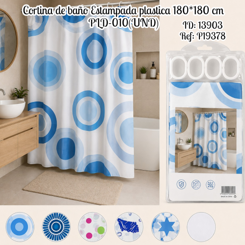 Cortina de baño Estampada plastica 180*180 cm PLD-010(UND)