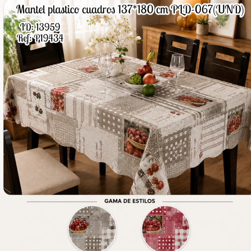 Mantel plastico cuadros 137*180 cm PLD-067(UND)