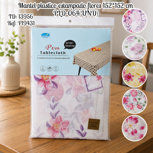 Mantel plastico estampado flores 152*152 cm PLD-064(UND)