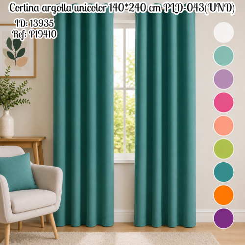 Cortina argolla unicolor 140*240 cm PLD-043(UND)
