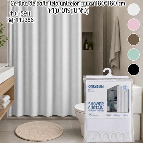 Cortina de baño tela unicolor rayas 180*180 cm PLD-019(UND)