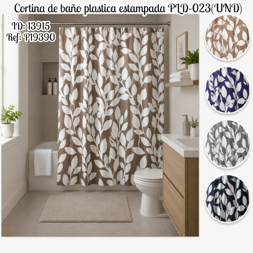 Cortina de baño plastica estampada PLD-023(UND)