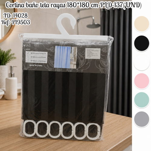 Cortina baño tela rayas 180*180 cm PLD-137(UND)