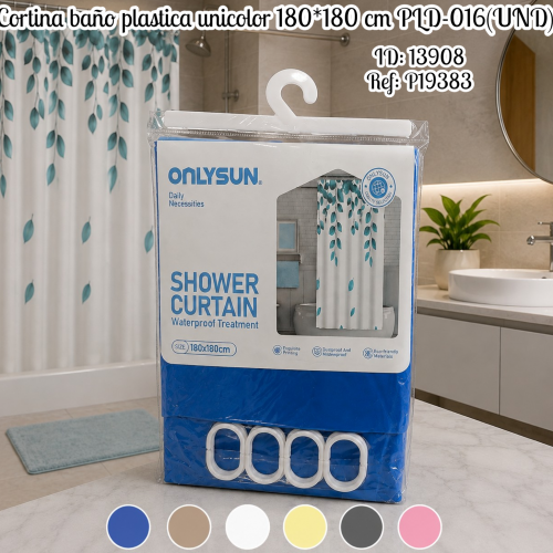 Cortina baño plastica unicolor 180*180 cm PLD-016(UND)