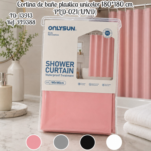 Cortina de baño plastica unicolor 180*180 cm PLD-021(UND)