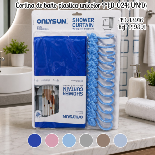 Cortina de baño plastica unicolor PLD-024(UND)