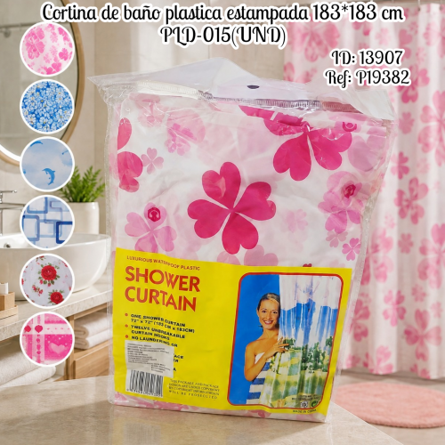 Cortina de baño plastica estampada 183*183 cm PLD-015(UND)