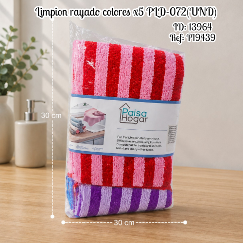 Limpion rayado colores x5 PLD-072(UND)