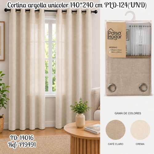 Cortina argolla unicolor 140*240 cm PLD-124(UND)