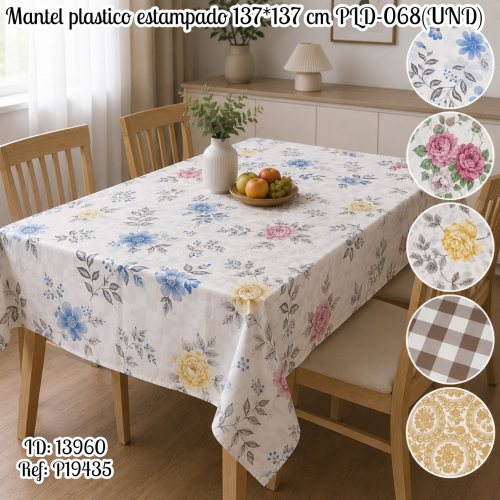 Mantel plastico estampado 137*137 cm PLD-068(UND)