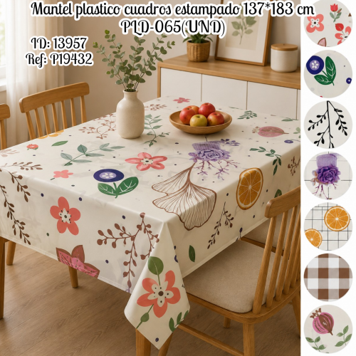 Mantel plastico cuadros estampado 137*183 cm PLD-065(UND)