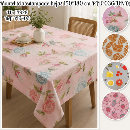 Mantel tela estampado hojas 150*180 cm PLD-036(UND)
