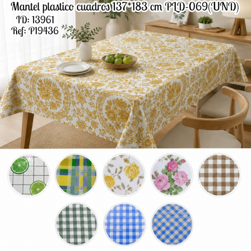 Mantel plastico cuadros 137*183 cm PLD-069(UND)