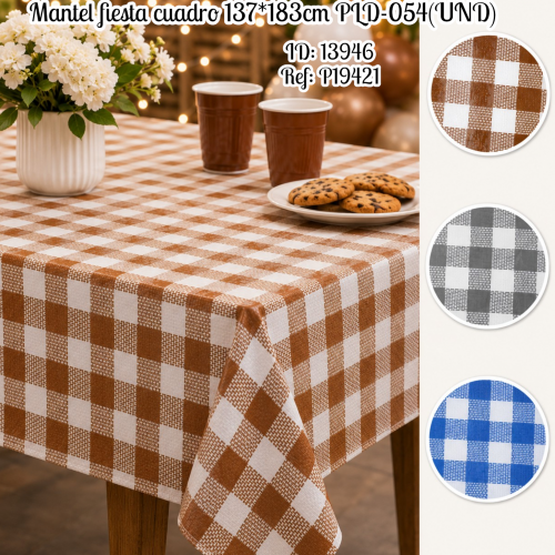 Mantel fiesta cuadro 137*183cm PLD-054(UND)