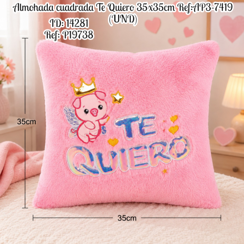 Almohada cuadrada Te Quiero 35x35cm Ref:AP3-7419 (UND)