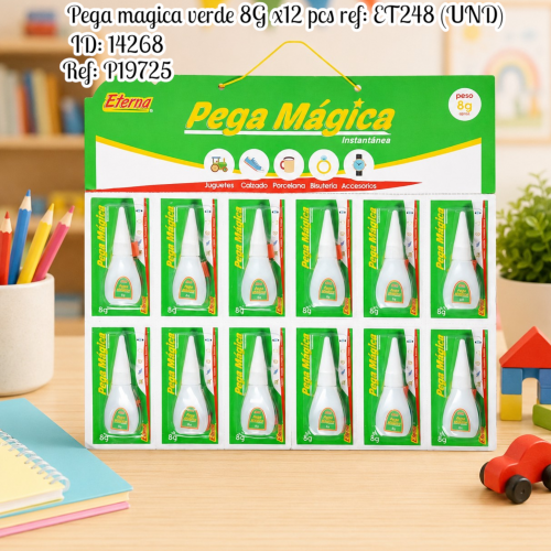 Pega magica verde 8G x12 pcs ref: ET248 (UND)