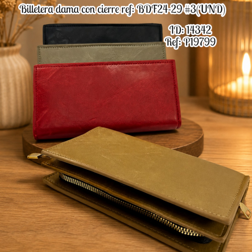 Billetera dama con cierre ref: BDF24-29 #3(UND)
