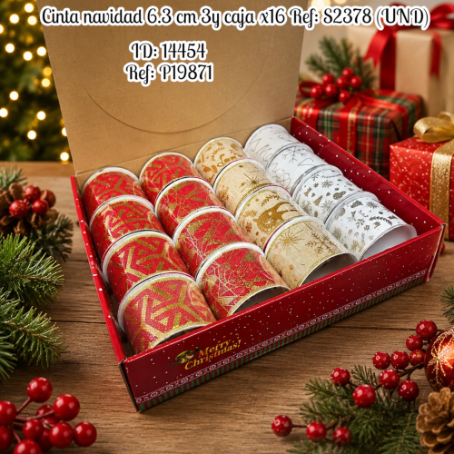 Cinta navidad 6.3 cm 3y caja x16 Ref: S2378 (UND)
