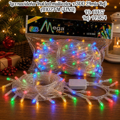 Luz navideña Inst led multicolor x 300 24mts Ref: A1102TM (UND)